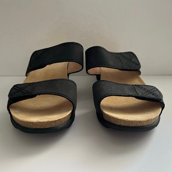 Dansko Maddy Wedge Sandals Nubuck Leather Slip-On Comfort Black Size 40/9.5-10 - Picture 4 of 12